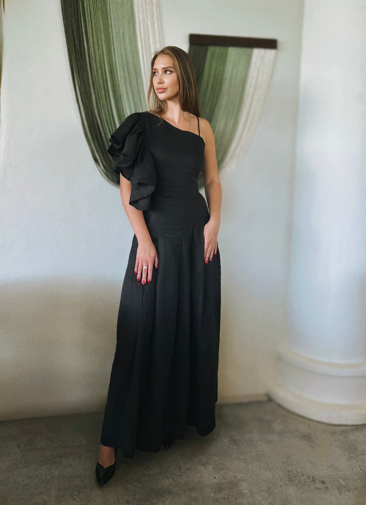 Naya Ruffled One-Shoulder Dress