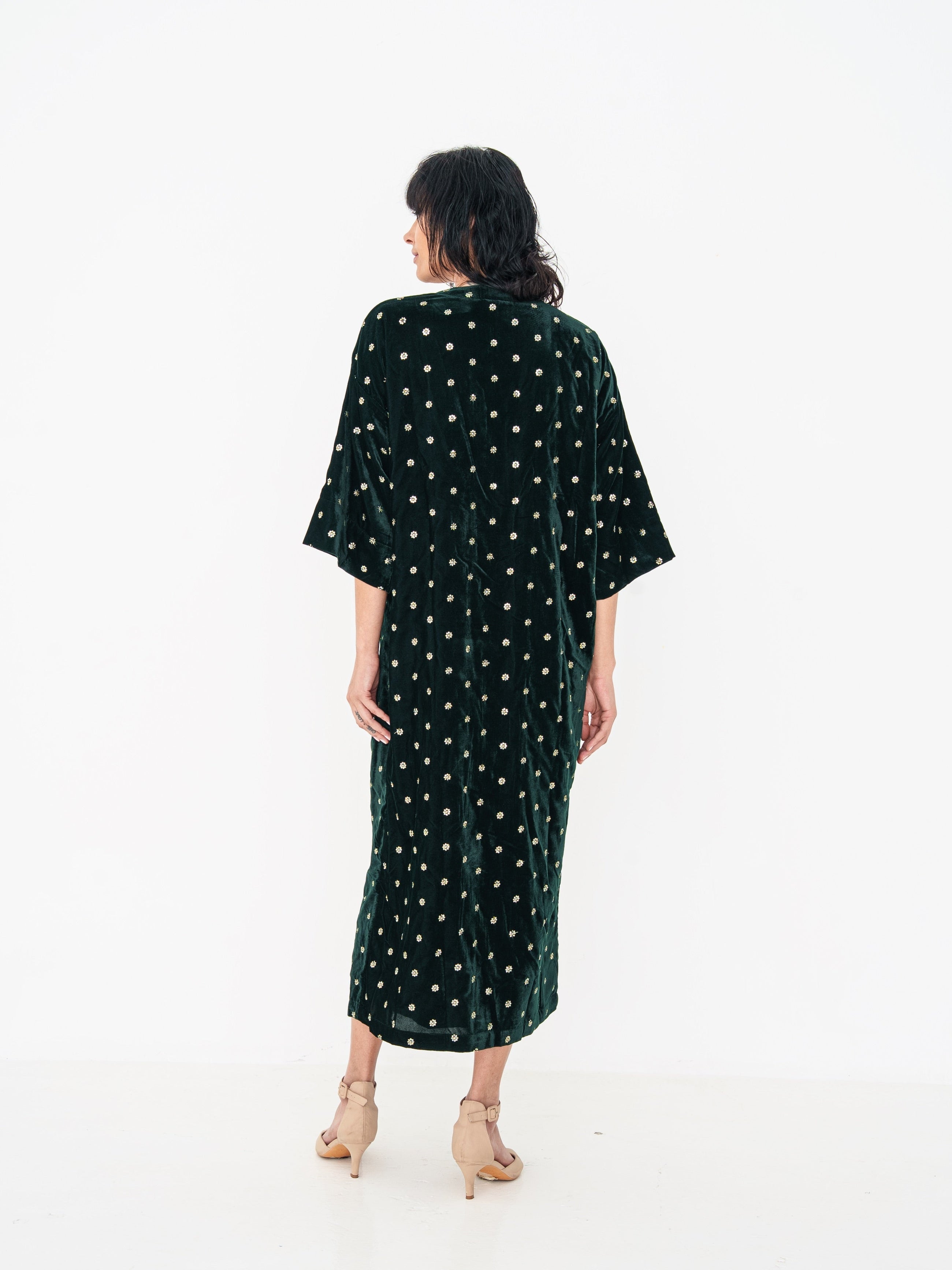 Velvet Abaya in Dark Green