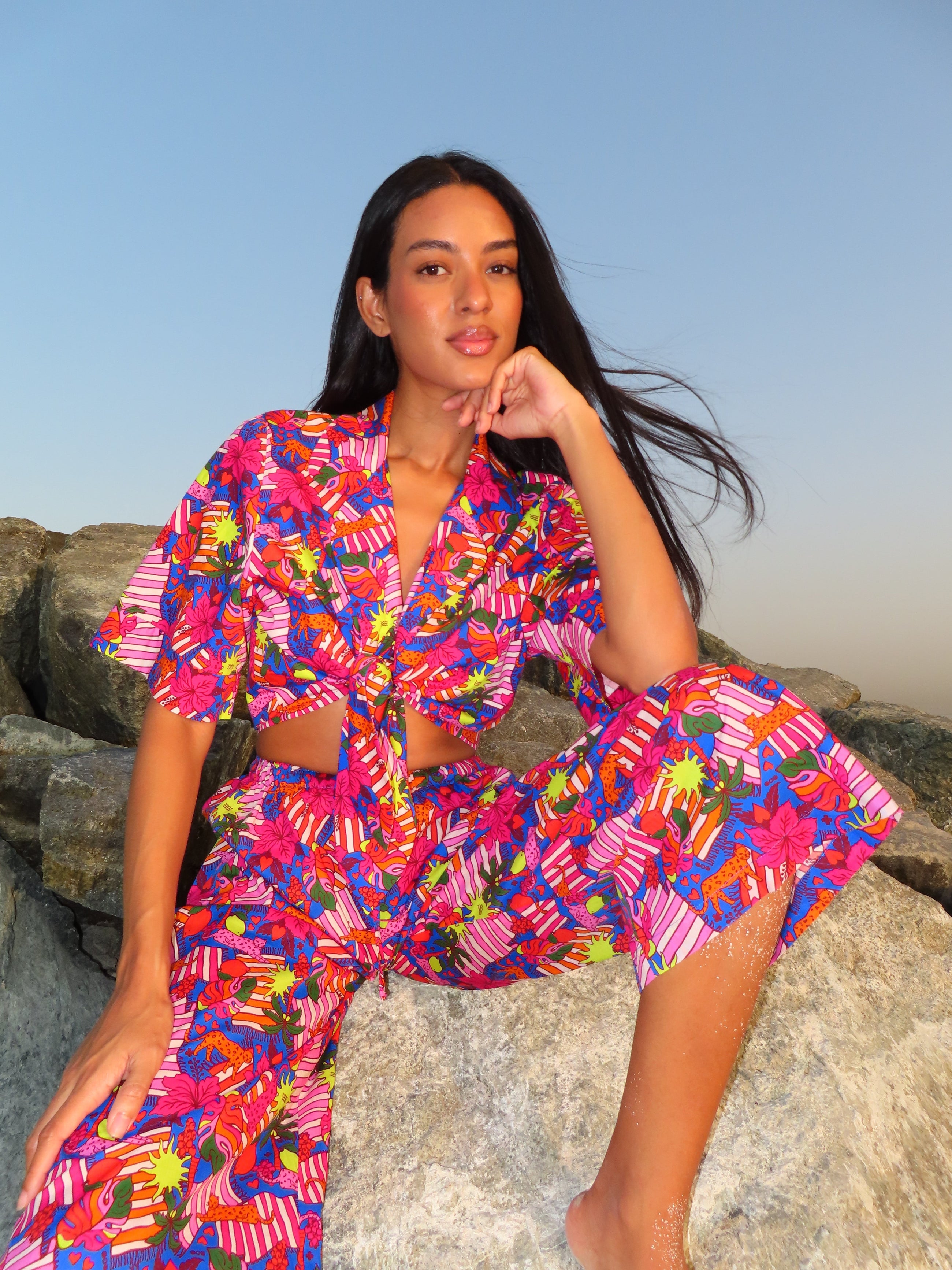 EOS Summer Jungle Kimono Crop Top -