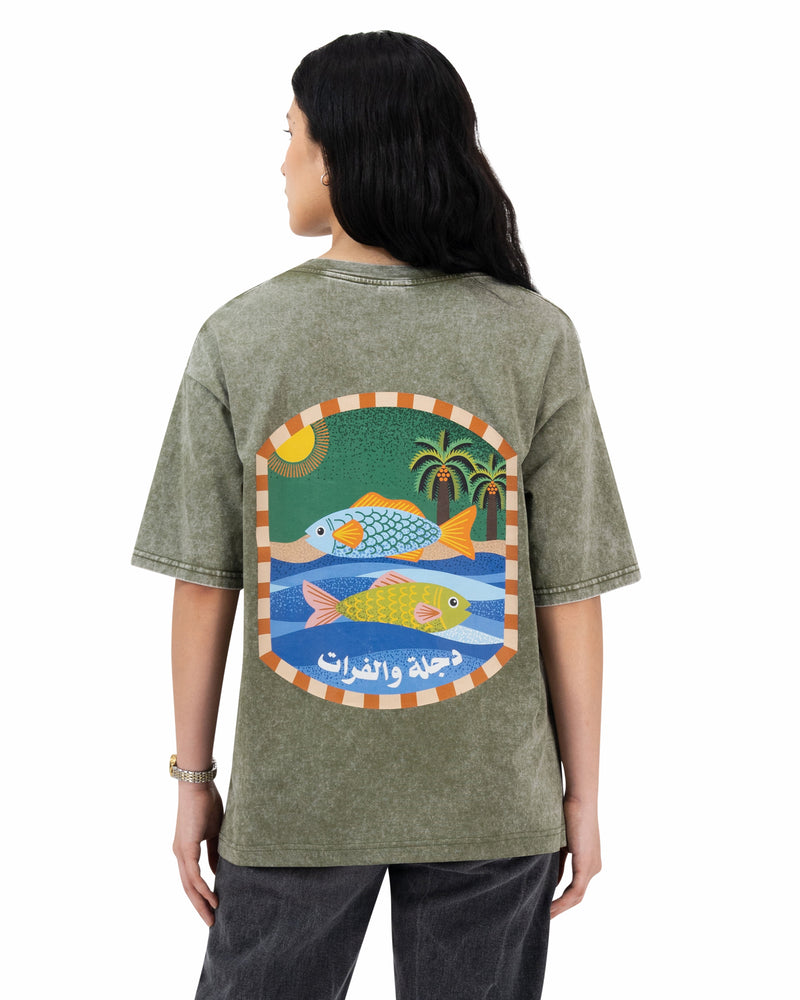 Two Rivers Green Oversized T-shirt