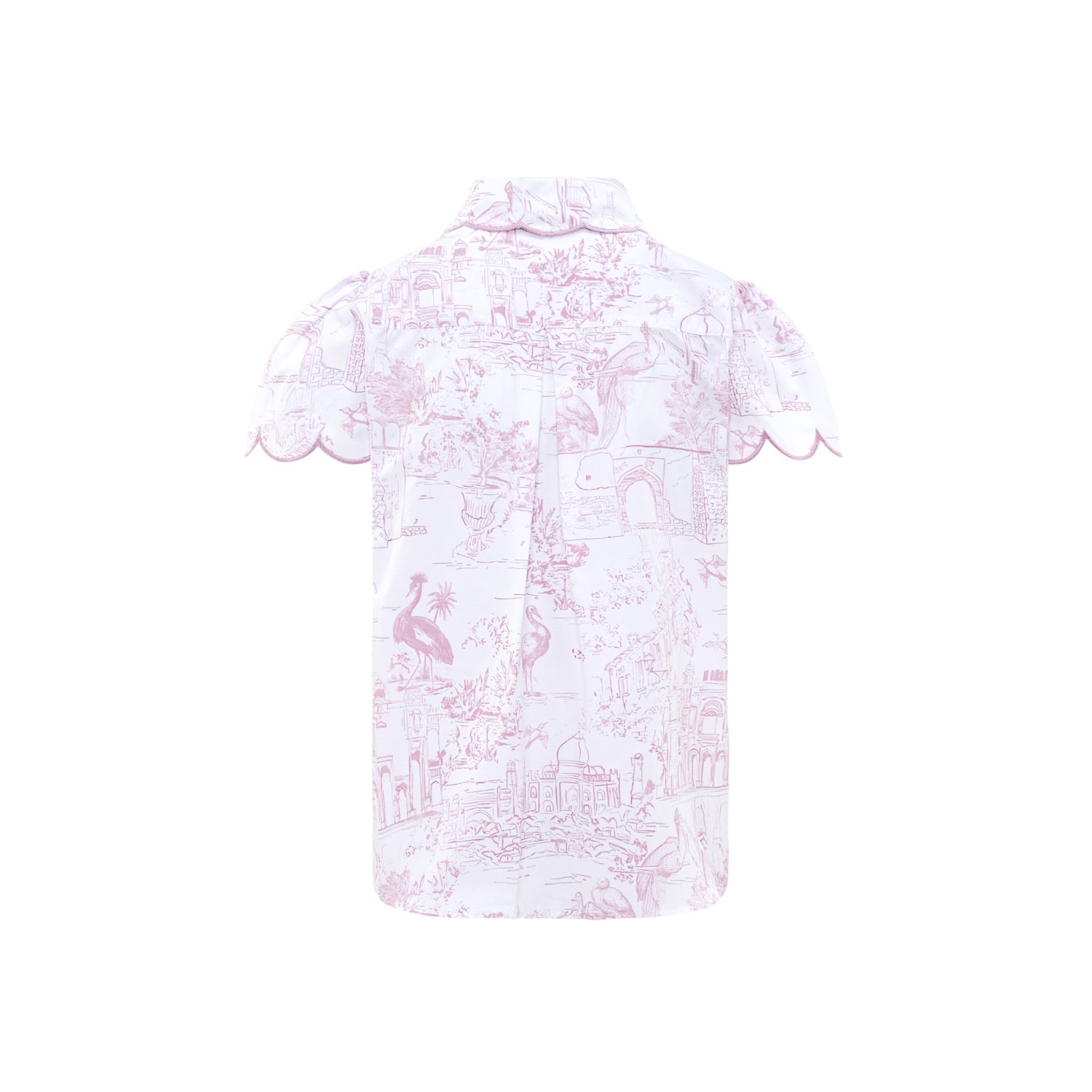 Organic cotton pink toile pyjamas , Cap Sleeve top back view by Love Letters x