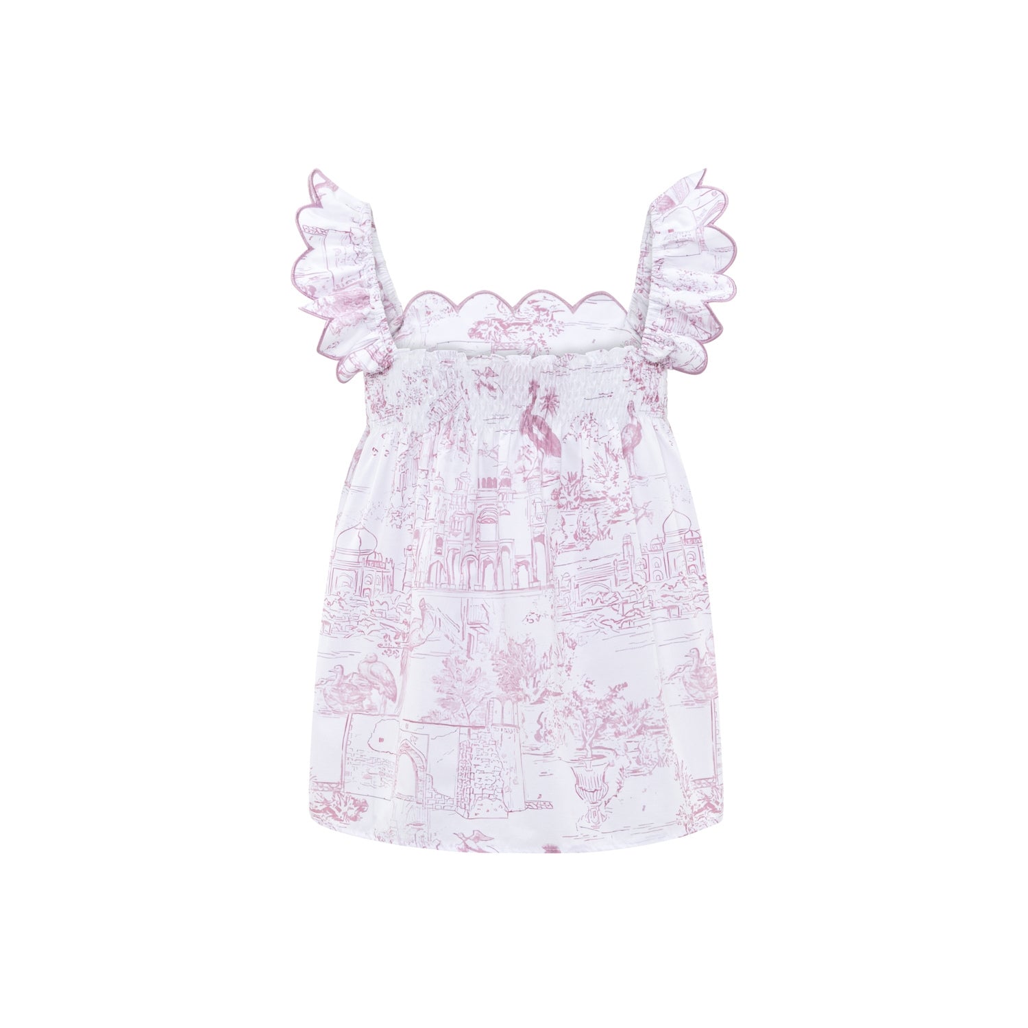 Organic cotton pink toile babydoll pyjama top back 
Love Letters x