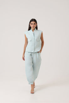 Model wearing the Portofino Mare Gilet by Rèmy Suits