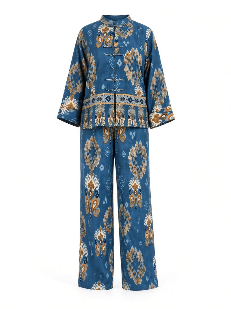 Ghost mannequin view of the L’Artiste Printed Cotton Two-Piece Set by Veluna Atelier