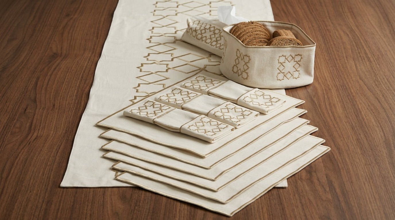 Arabesque 15-Piece Embroidered Table Set