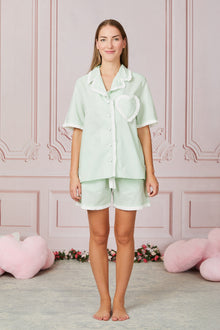 Model wearing the Dolce Pistachio Short Pyjama by Love letters x