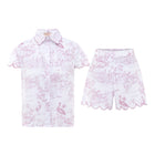 Pink Toile cap sleeve short pyjama set in organic cotton by Love Letters x