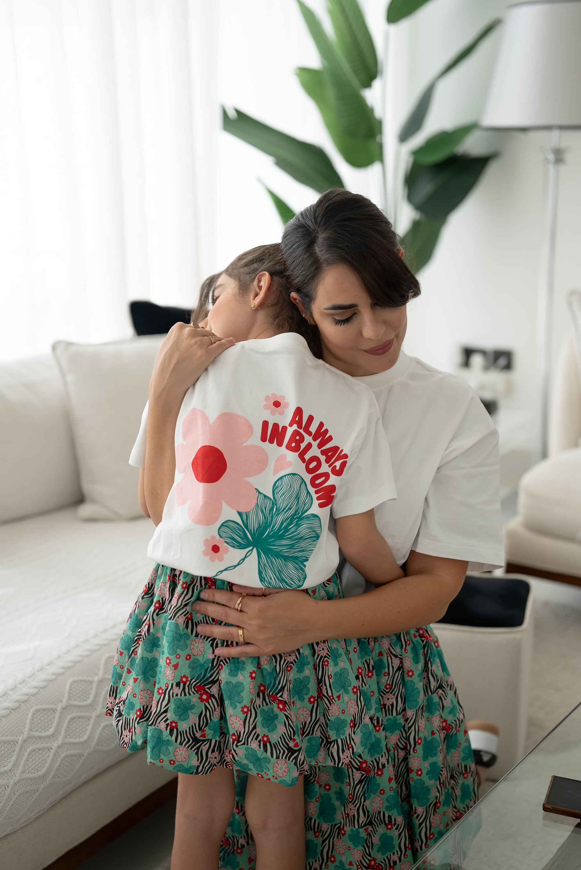 Bloom Oversized White Cotton T-shirt - Kids