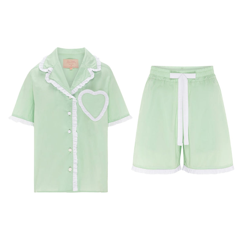 Top and bottoms of the Dolce Pistachio Short Pyjama