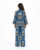 L’Artiste deep teal cotton co-ord set with bronze, cream and soft blue print
