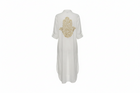 Bella White Linen Shirt Dress – Hamsa Embroidery