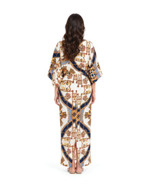 Rivelle Navy and Gold Printed Satin Dress