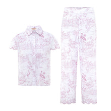 Organic cotton pink toile pyjamas wide leg Love Letters x