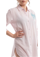 Karma Pink Striped Shirt Dress – Wings Embroidered