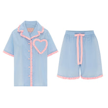 Top and bottom details of the Dolce Azzurro Short Pyjama