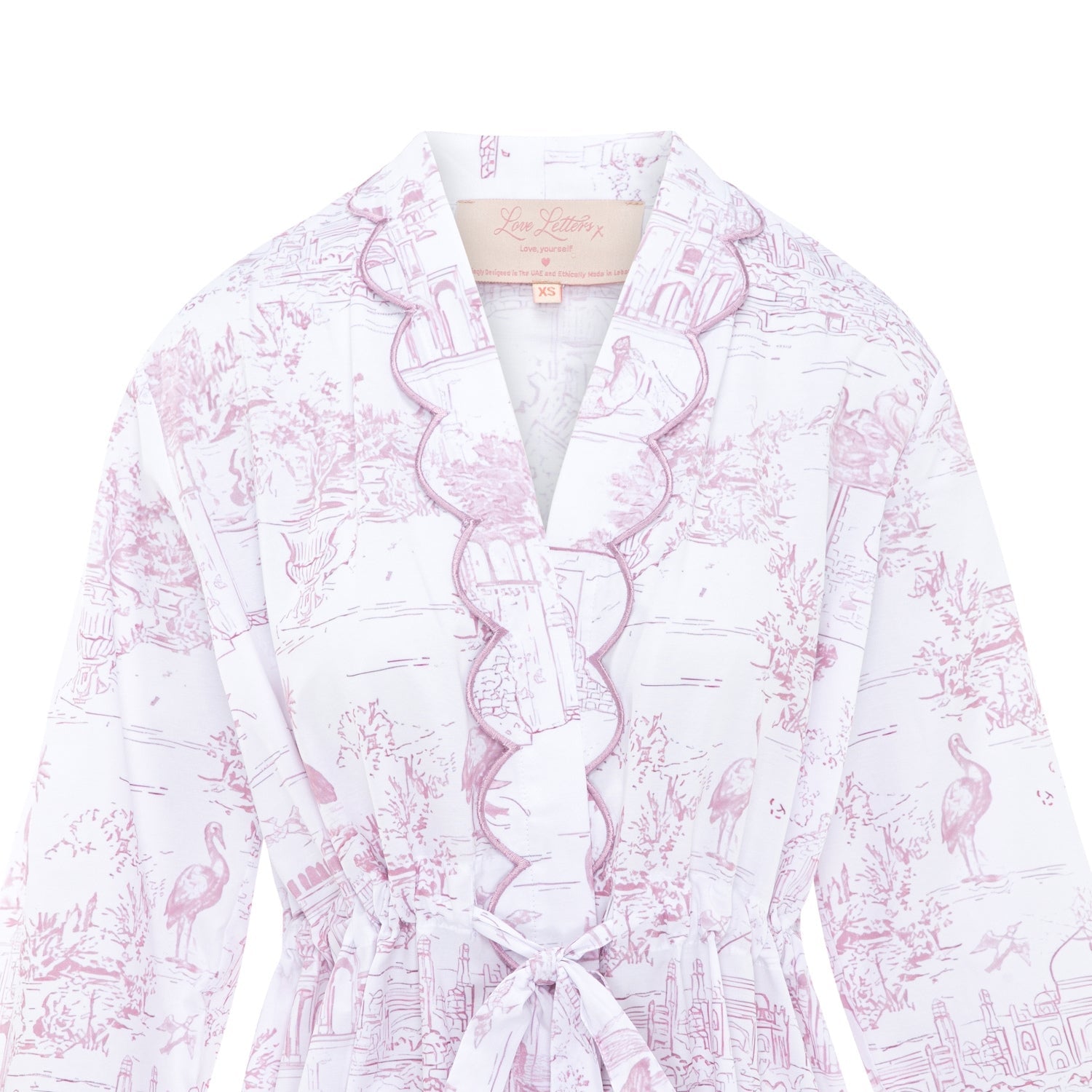 Exclusive Love Letters x Pink Jaipur Toile print on organic cotton robe