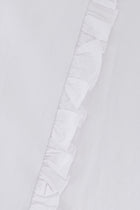 Close-up of the Hazar Azhari Halter Neck Cascading Ruffle Maxi Dress showing the cascading side ruffle detailing.