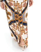 Rivelle Navy and Gold Printed Satin Dress