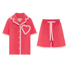 Front details of the top and bottoms of the Dolce Rosa Short Pyjama by Love Letters x
