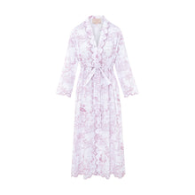 Pink Toile Long Robe in organic cotton with scalloped embroidery by Love Letters x