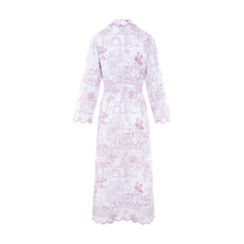 Pink Toile Long Robe in organic cotton with scalloped embroidery by Love Letters x