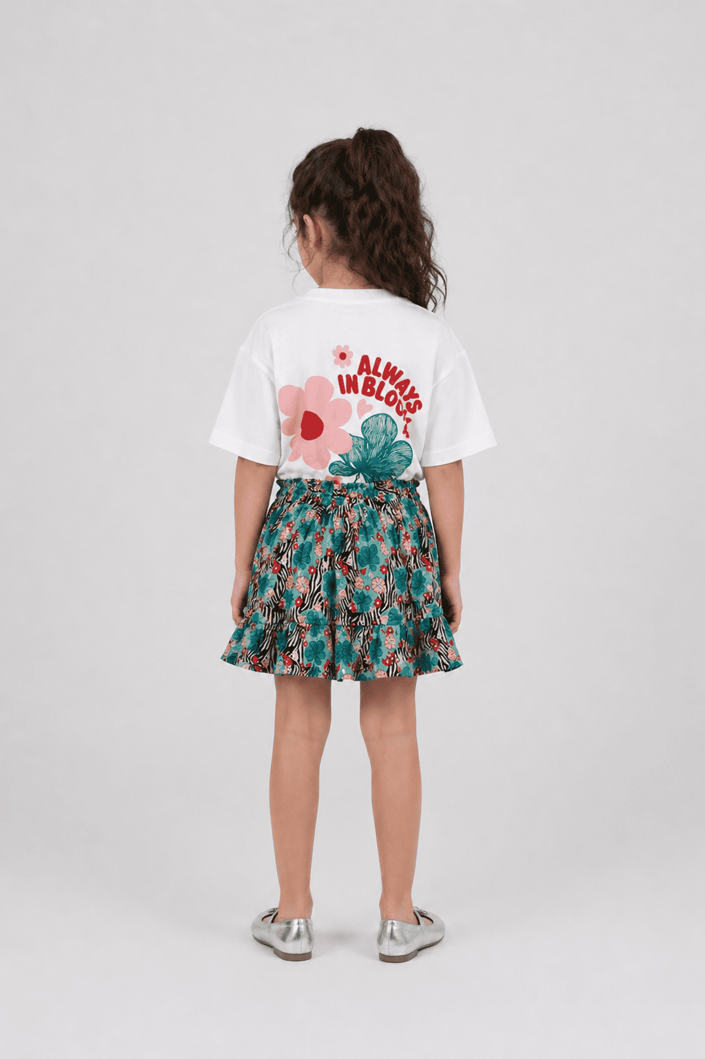 Bloom Oversized White Cotton T-shirt - Kids