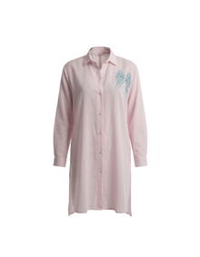 Karma Pink Striped Shirt Dress – Wings Embroidered