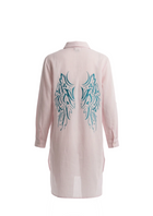 Karma Pink Striped Shirt Dress – Wings Embroidered