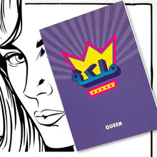 Colourful pop art "Queen" greeting card celebrating everyday Arabic expressions and cultural storytelling.