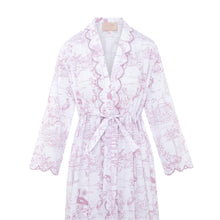Pink Toile Long Robe in organic cotton with scalloped embroidery by Love Letters x