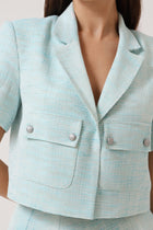 Close-up detail shot of the Portofino Mare Jacket by Rèmy Suits