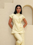Model posing wearing the Sunveil Co-Ord Short-Sleeve Edition 
