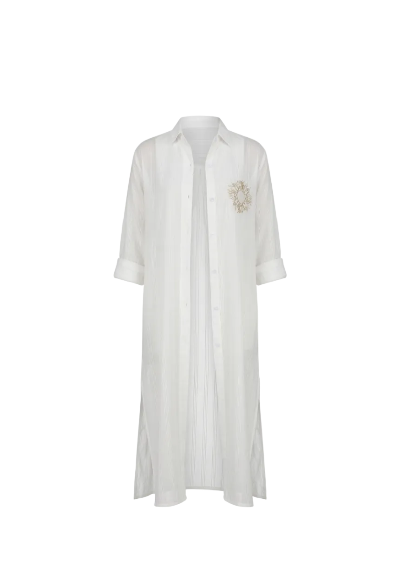 Karma White Shirt Dress - Sun Embroidered