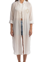 Karma White Shirt Dress - Sun Embroidered