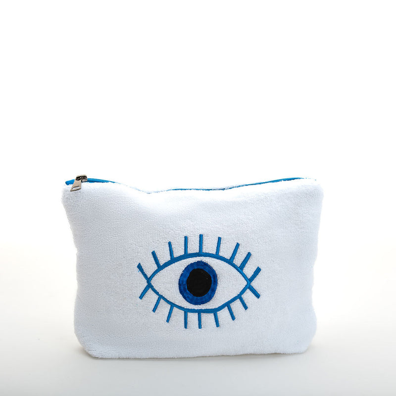 Cala Towel Pouch - 100% Egyptian Cotton / Eyes With Lashes Design Embroidery