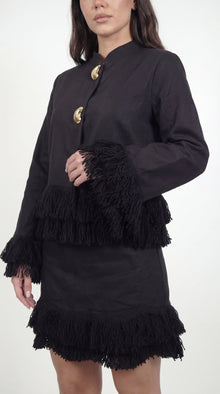 Whip Black Linen Top