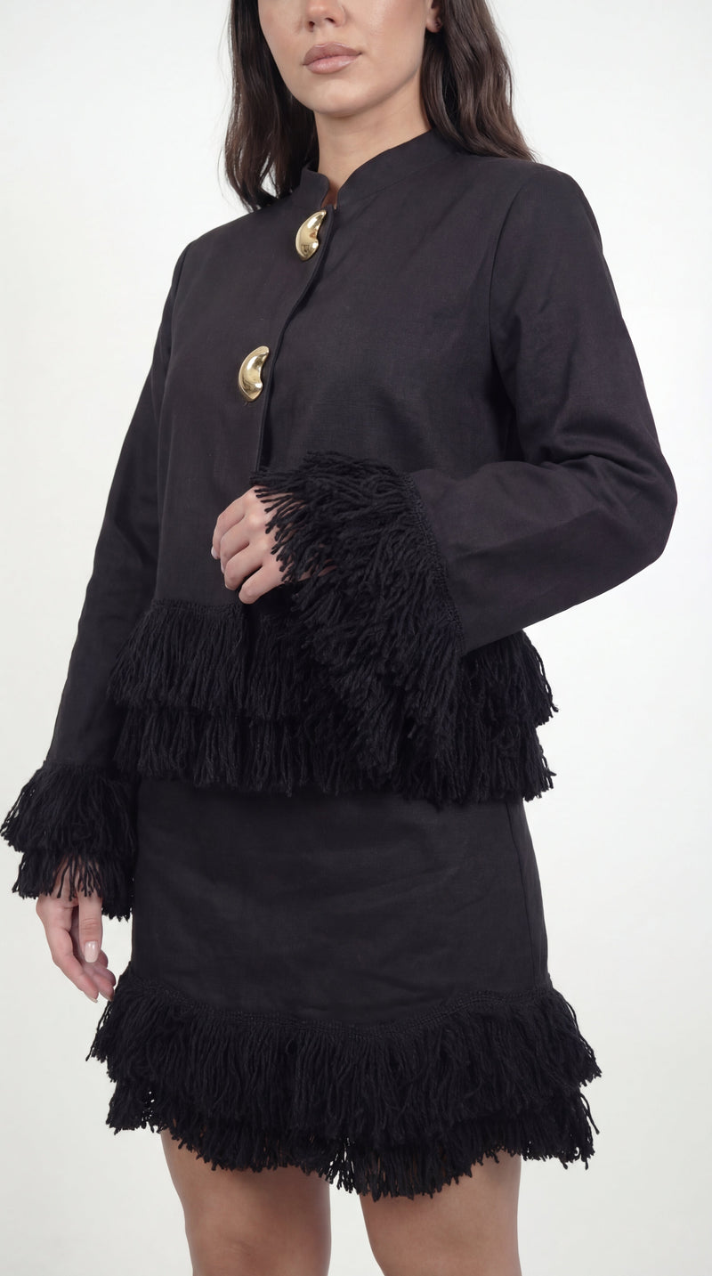 Whip Black Linen Top
