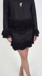 Whip Black Linen Skirt
