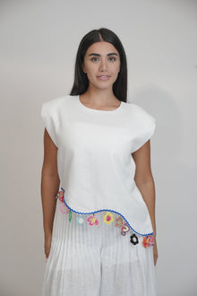 Fiji Summer Sleeveless White Linen Top