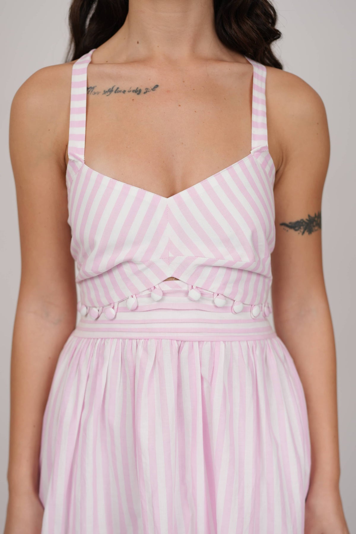Abby White Pink Striped Dress