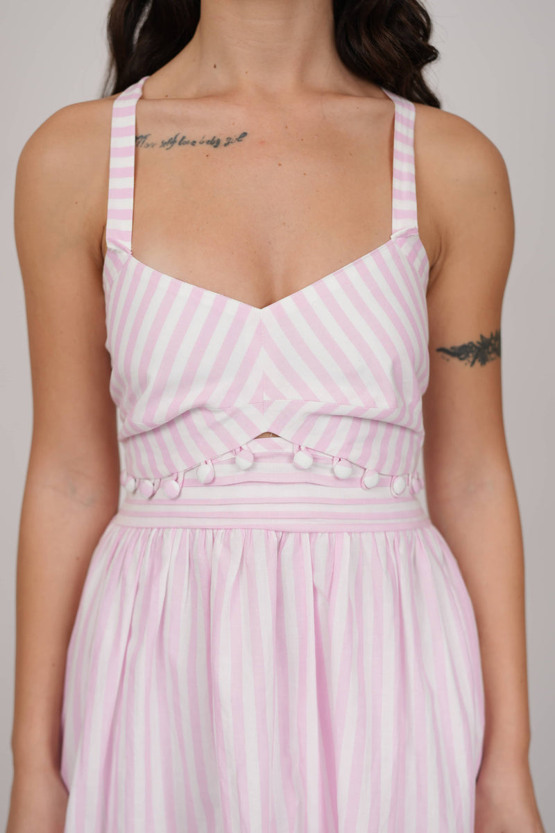 Abby White Pink Striped Dress