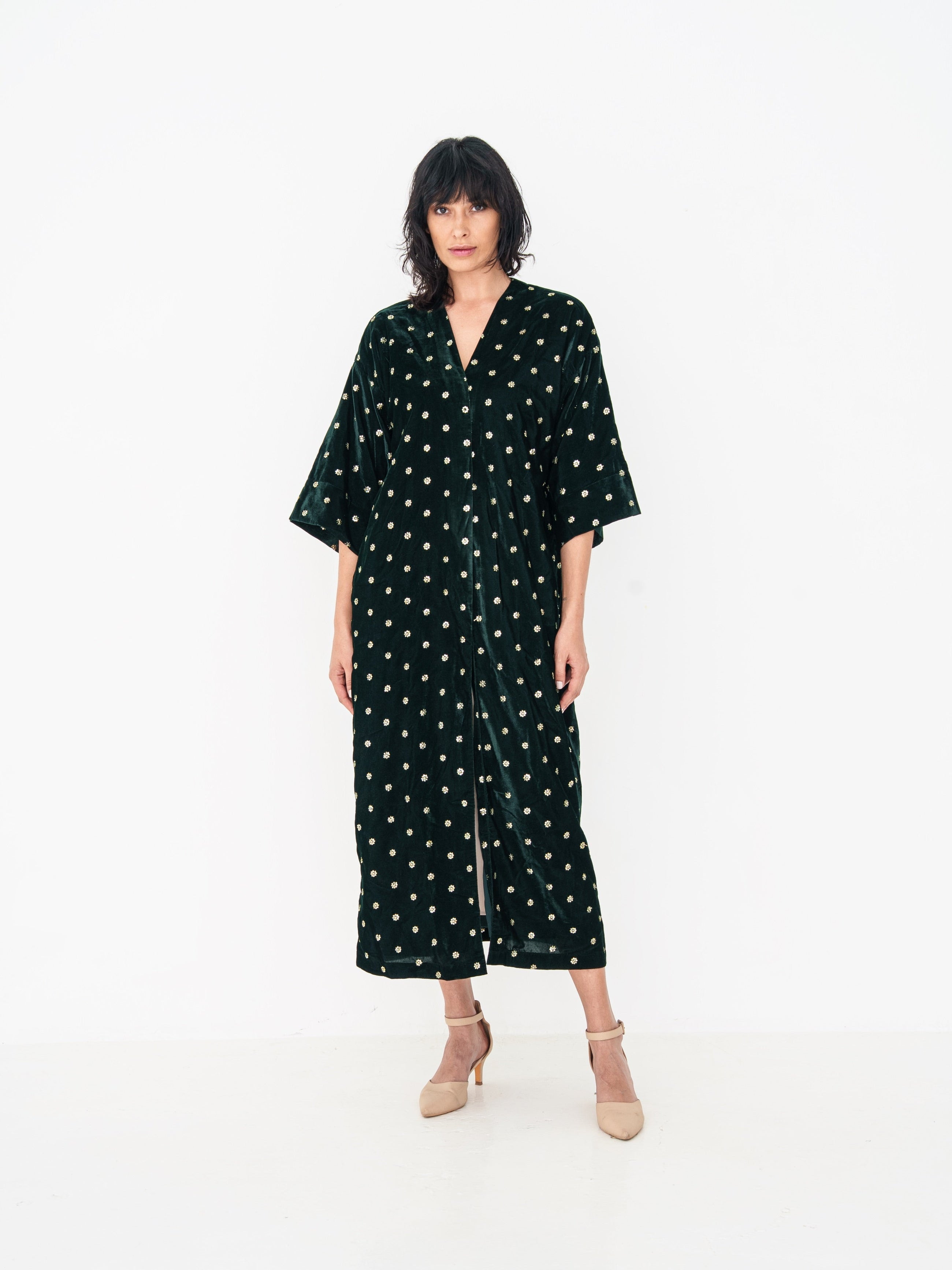 Velvet Abaya in Dark Green