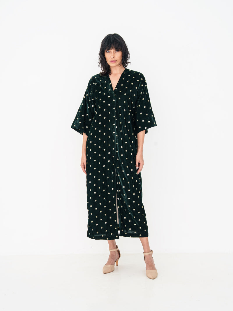 Velvet Abaya in Dark Green