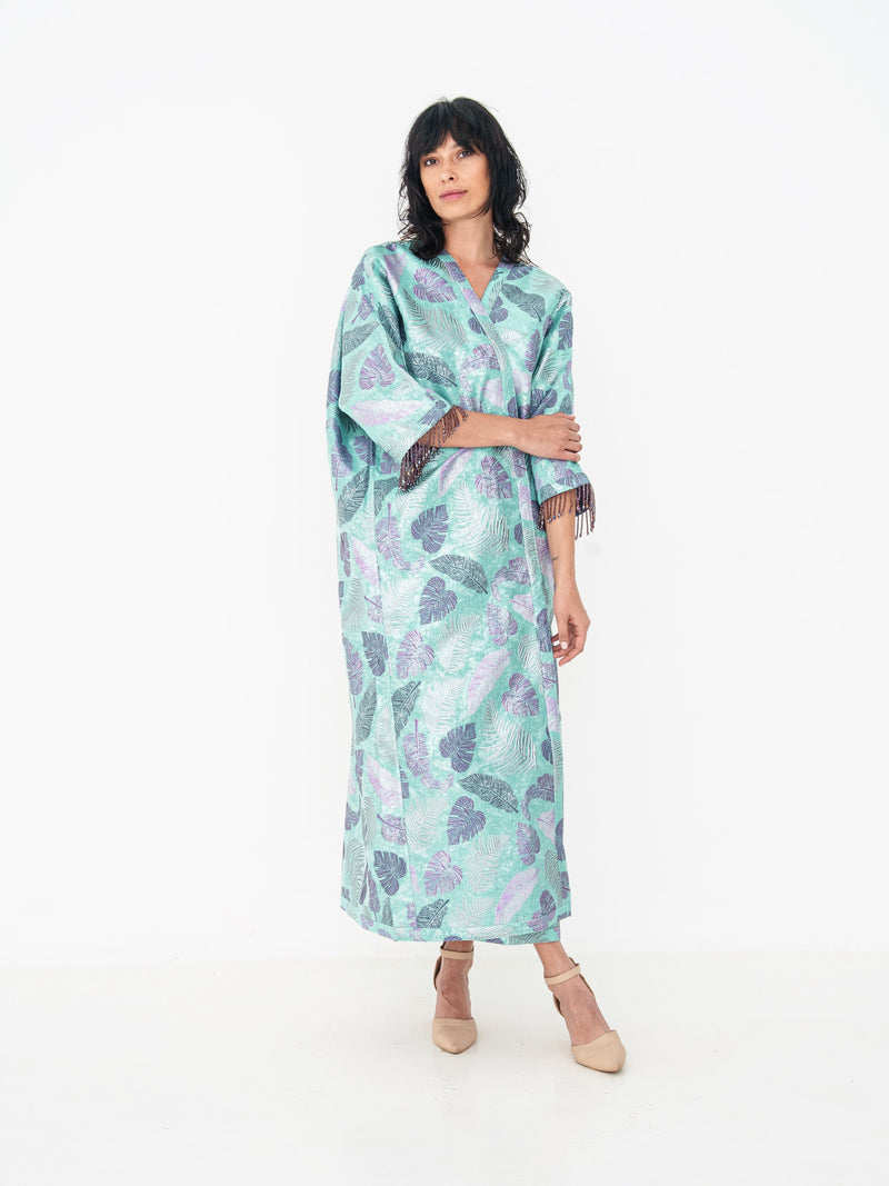 Reversible Abaya in Turquoise and Purple