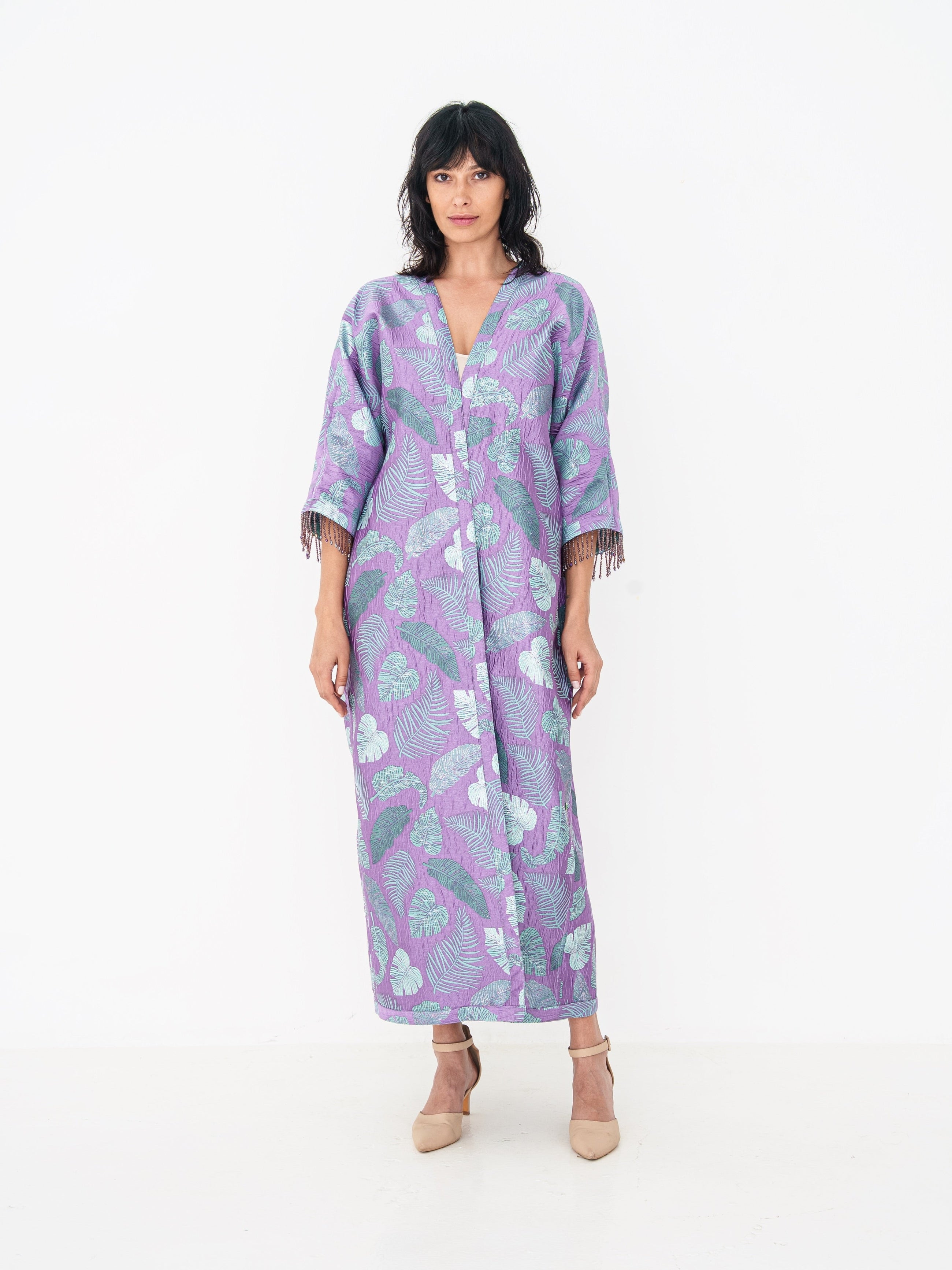Reversible Abaya in Turquoise and Purple