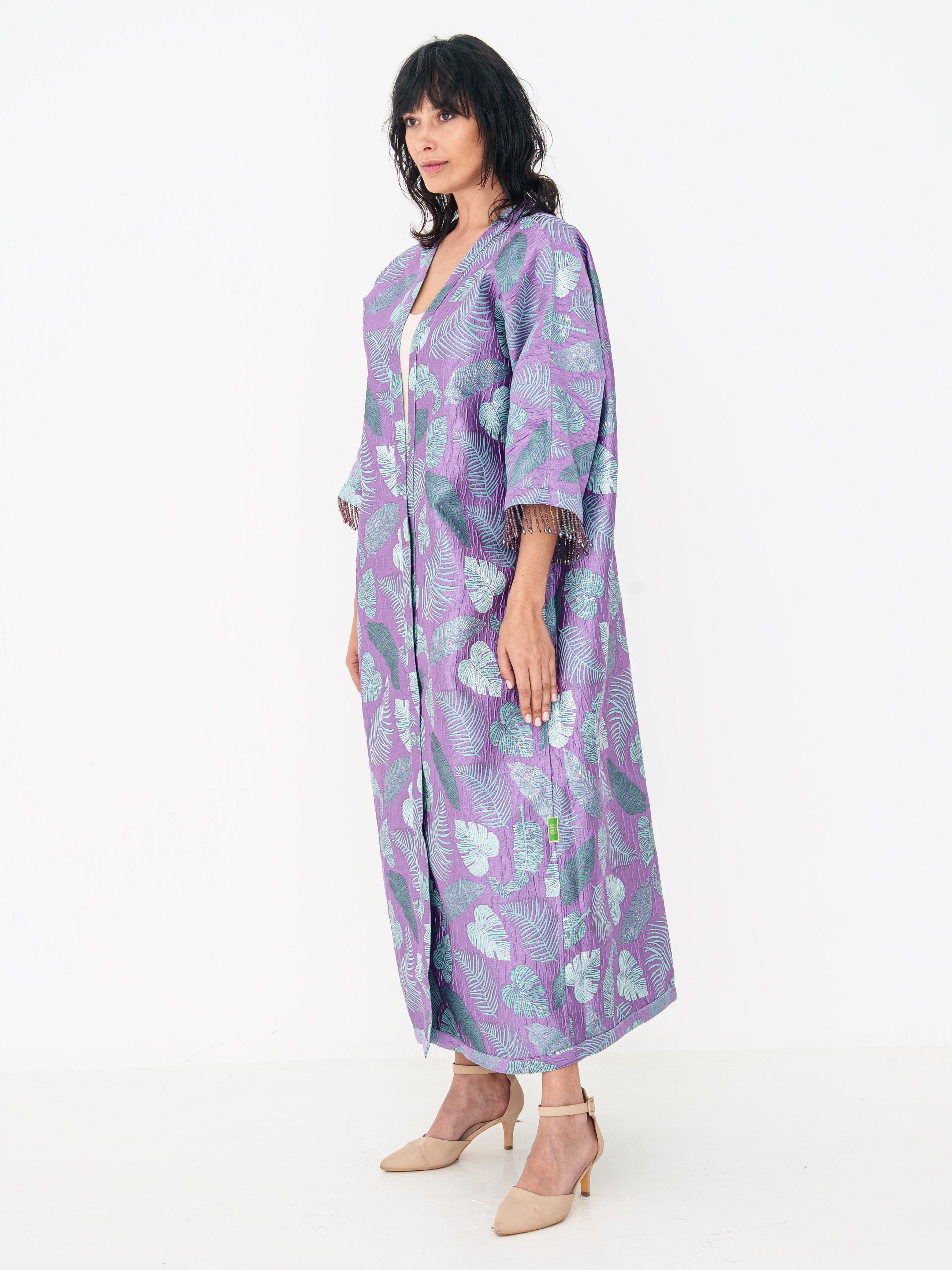 Reversible Abaya in Turquoise and Purple