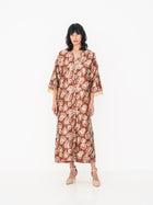 Reversible Abaya in Deep Red and Gold