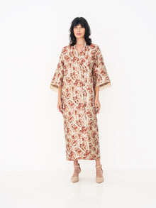 Reversible Abaya in Deep Red and Gold