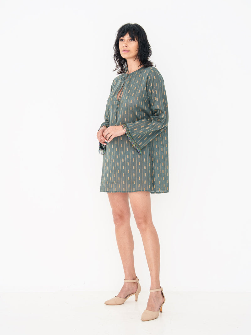 Printed Mini Kaftan in Grey