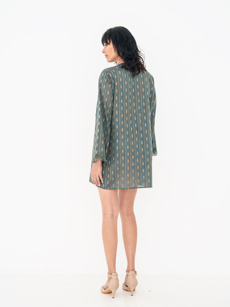 Printed Mini Kaftan in Grey
